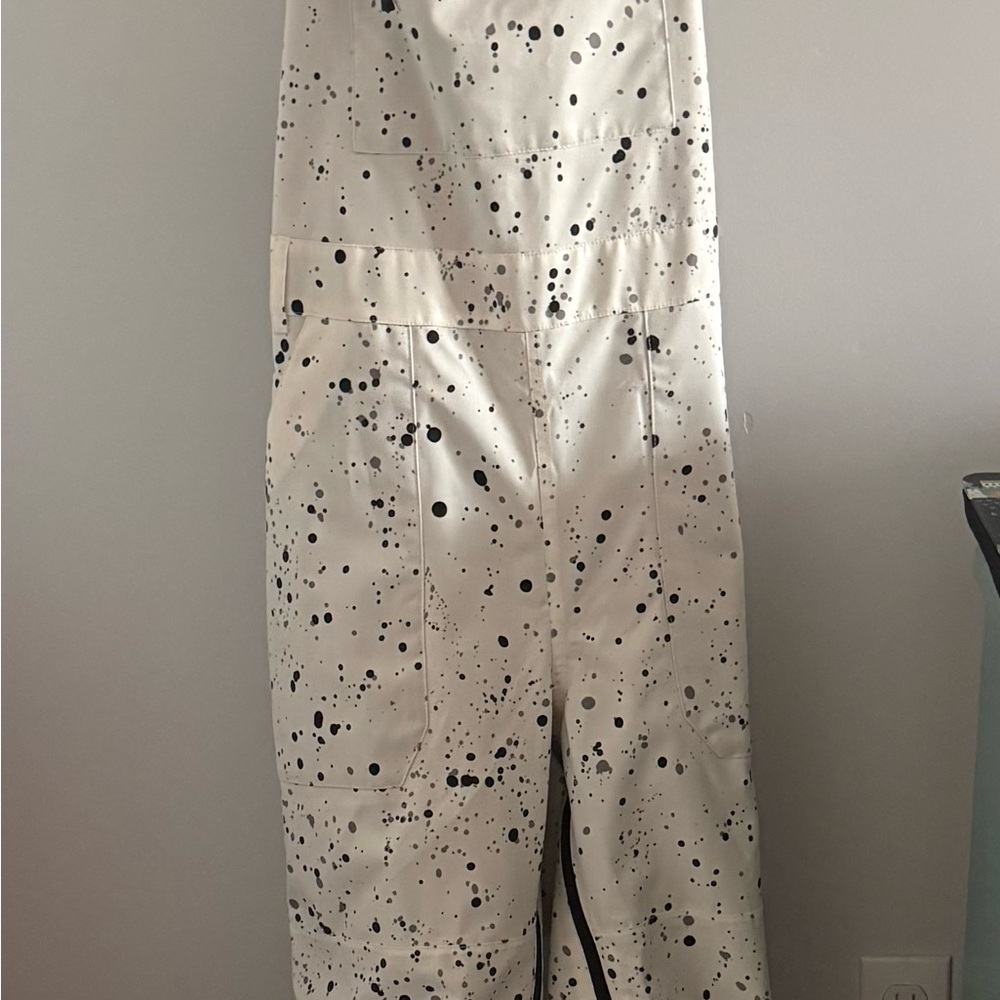 Burton White and Black Speckled ski bibs